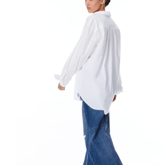 NWT ALICE + OlLIVIA FINELY OVERSIZED LONG BUTTON DOWN SHIRT - Picture 5 of 5